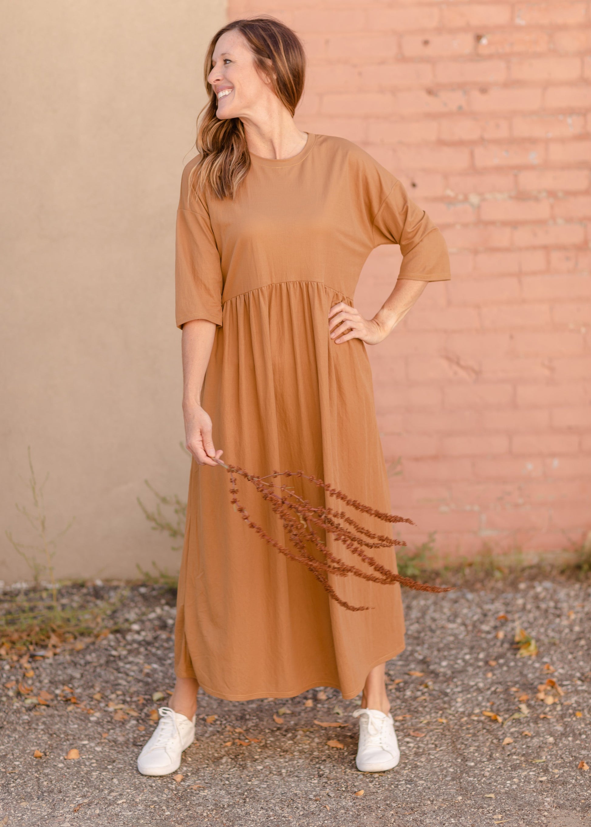 Round Neck Babydoll Half Sleeve Midi Dress - FINAL SALE Dresses