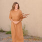 Round Neck Babydoll Half Sleeve Midi Dress - FINAL SALE Dresses Brown / S