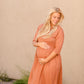 Round Neck Babydoll Half Sleeve Midi Dress - FINAL SALE Dresses Orange / S