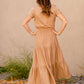 Round Neck Cuff Sleeve Smocked Waist Midi Dress - FINAL SALE Dresses