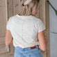 Round Neck Top With Raw Edge Detail Shirt Polagram & BaeVely