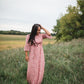 Ruby Blush Floral 3/4 Flounce Bell Sleeve Maxi Dress Dresses Inherit