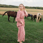 Ruby Blush Floral 3/4 Flounce Bell Sleeve Maxi Dress Dresses Inherit