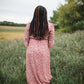 Ruby Blush Floral 3/4 Flounce Bell Sleeve Maxi Dress Dresses Inherit