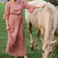 Ruby Blush Floral 3/4 Flounce Bell Sleeve Maxi Dress Dresses Inherit