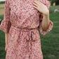 Ruby Blush Floral 3/4 Flounce Bell Sleeve Maxi Dress Dresses Inherit