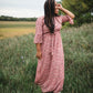 Ruby Blush Floral 3/4 Flounce Bell Sleeve Maxi Dress Dresses Inherit