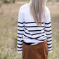 Ruffle Hem Detail Striped Cardigan Tops Mazik