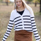 Ruffle Hem Detail Striped Cardigan Tops Mazik