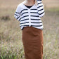 Ruffle Hem Detail Striped Cardigan Tops Mazik