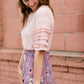 Women's Blush Pink Ruffle Sleeve Top