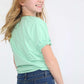 mint ruffle and puff sleeve modest girls top