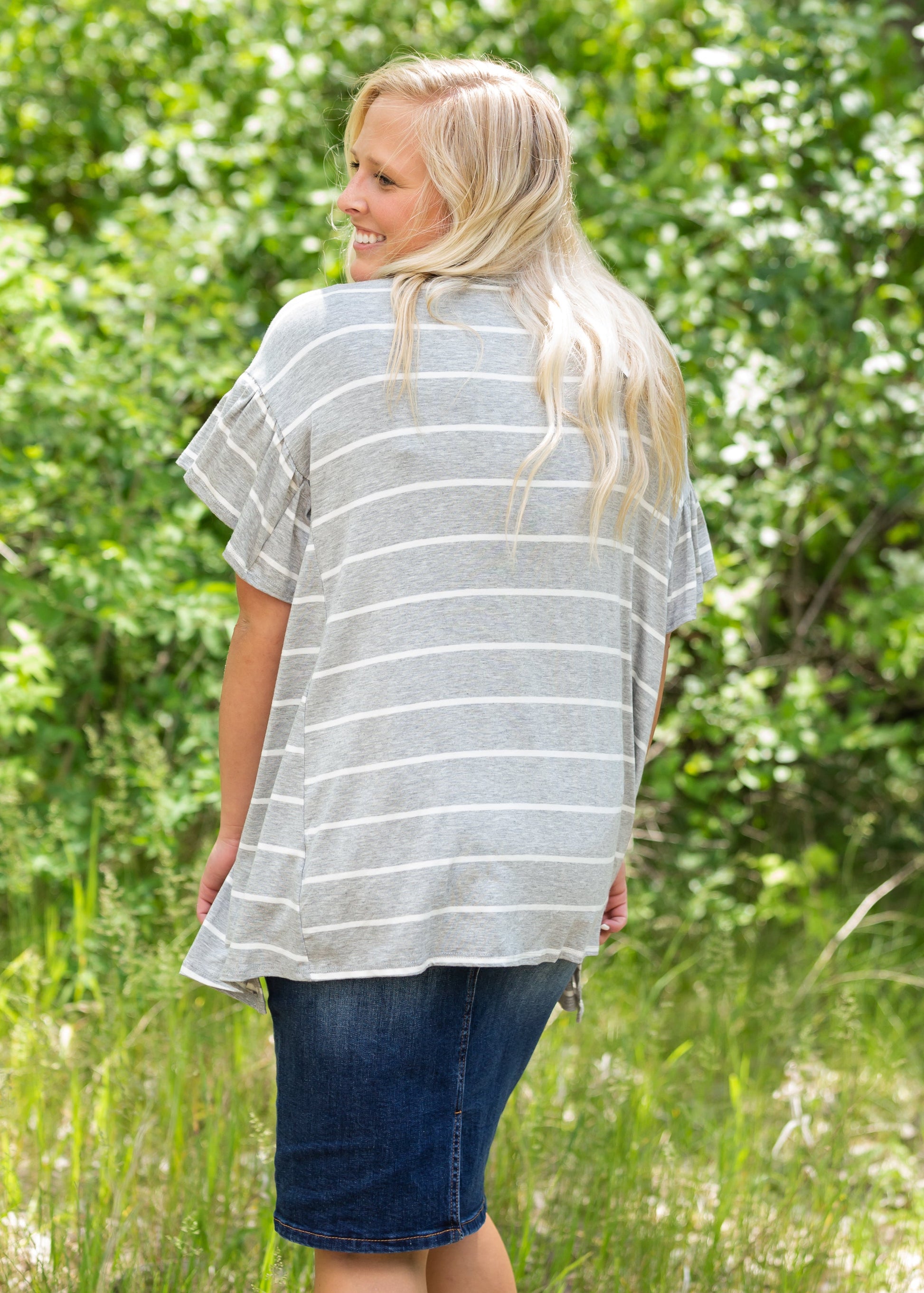 Ruffle Short Sleeve Striped Cardigan - FINAL SALE Layering Essentials
