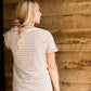 Brown thin striped women's top