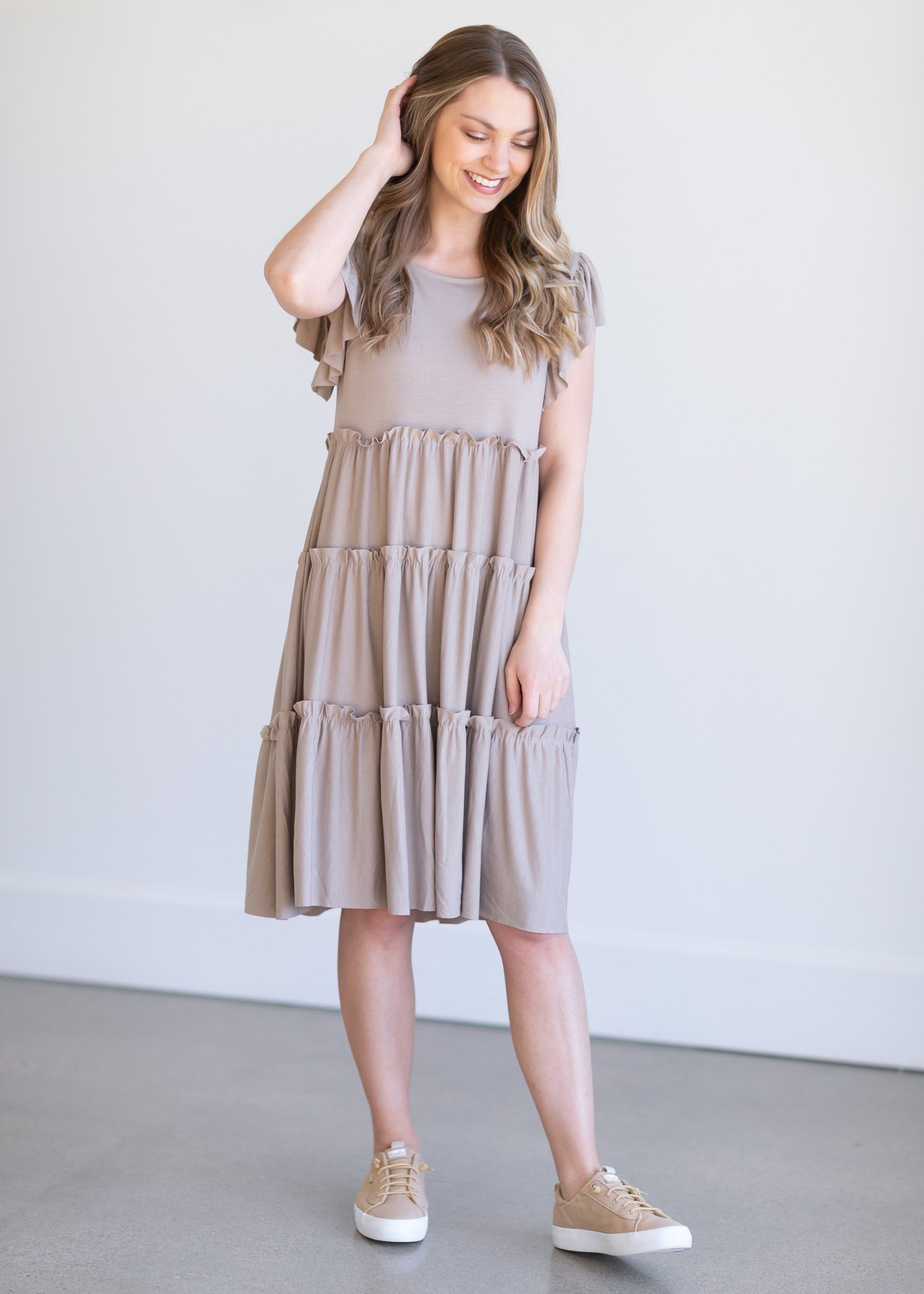 Ruffle Sleeve Tiered Midi Dress - FINAL SALE – Inherit Co.
