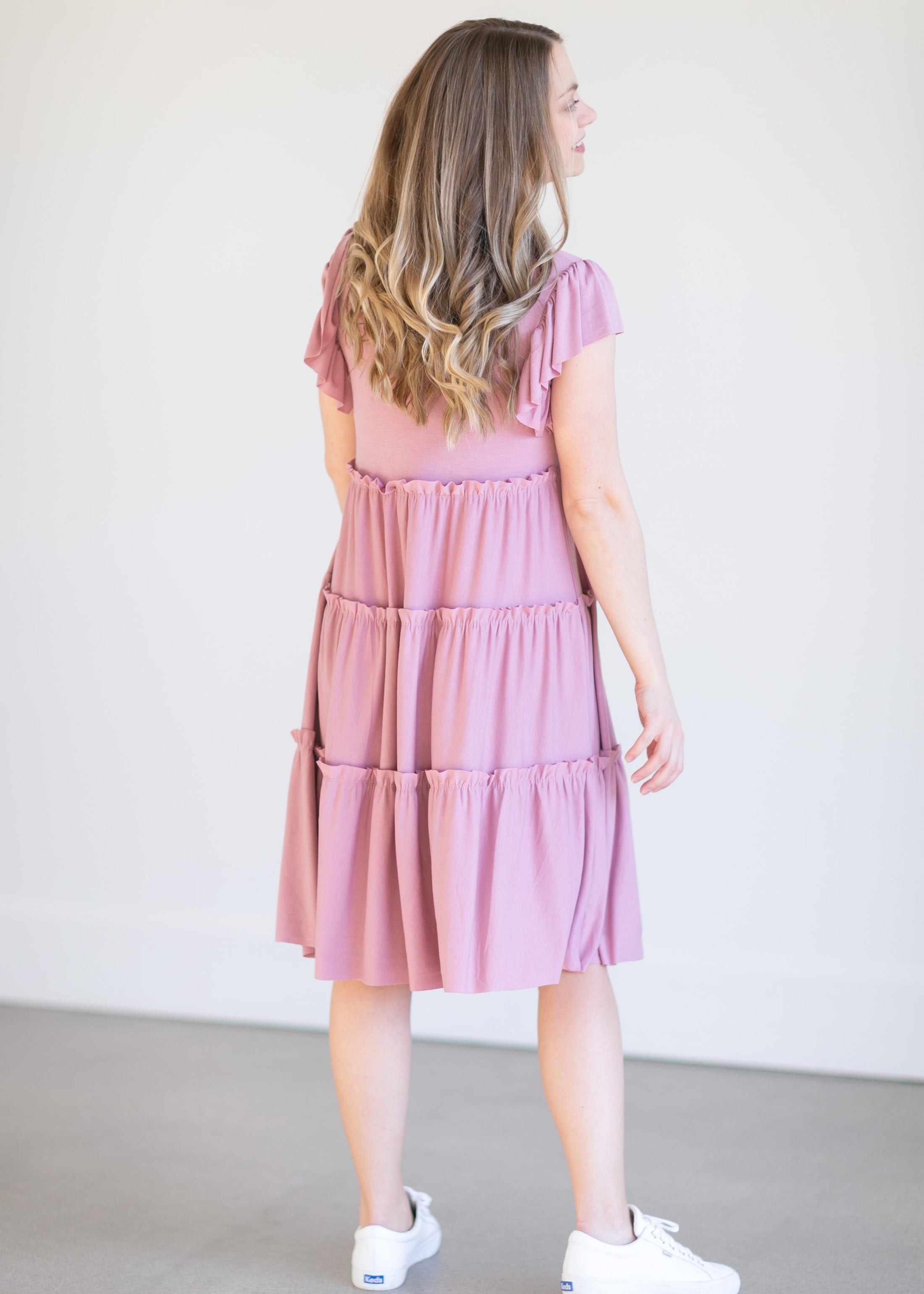 Ruffle Sleeve Tiered Midi Dress - FINAL SALE – Inherit Co.