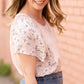 Ruffle Sleeve Top With Raw Edge Detail Tops
