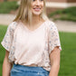 Ruffle Sleeve Top With Raw Edge Detail Tops