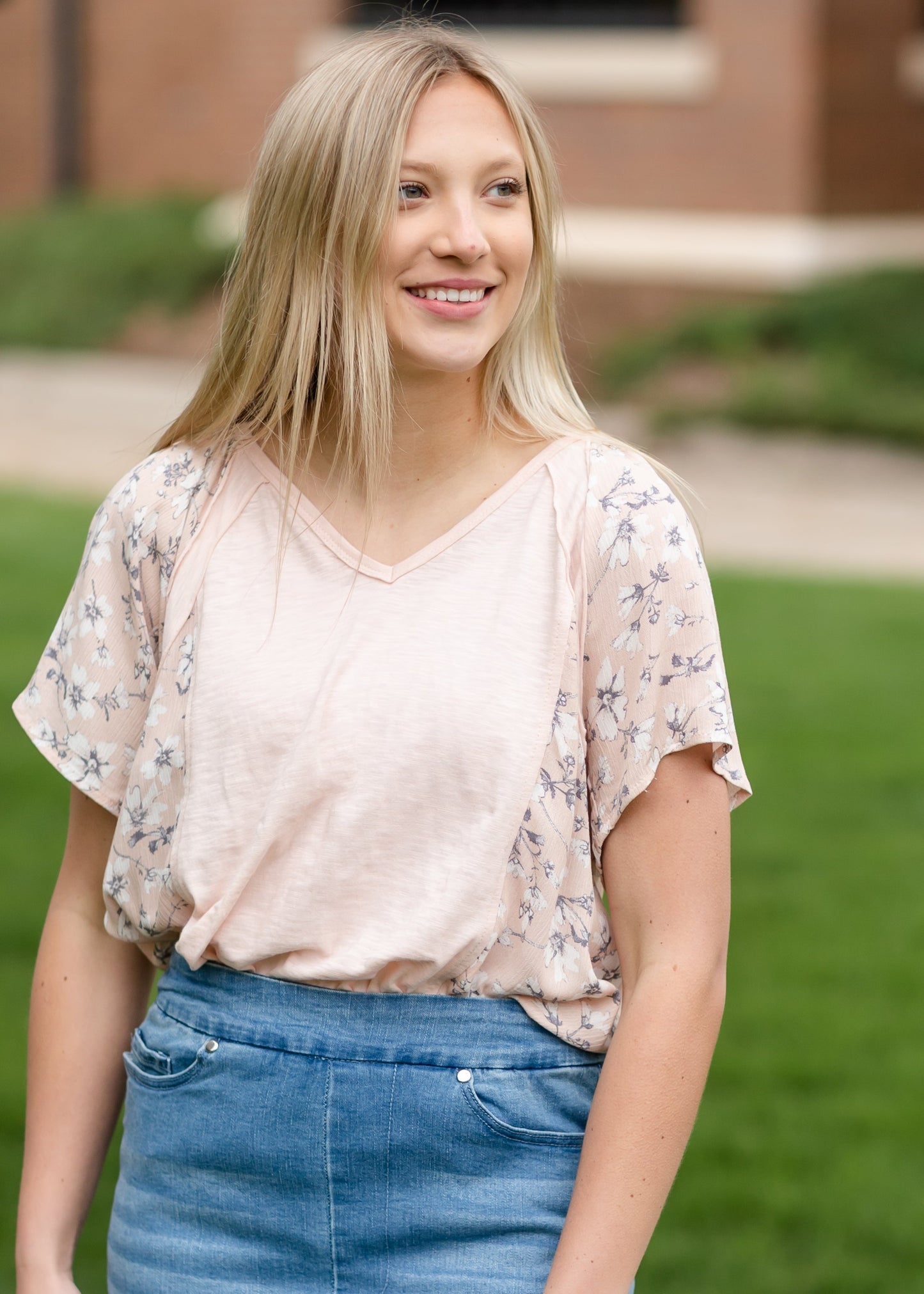 Ruffle Sleeve Top With Raw Edge Detail Tops