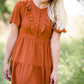 orange ruffle tiered midi dress