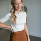Ruffled Collar with Button Up Top Tops Polagram