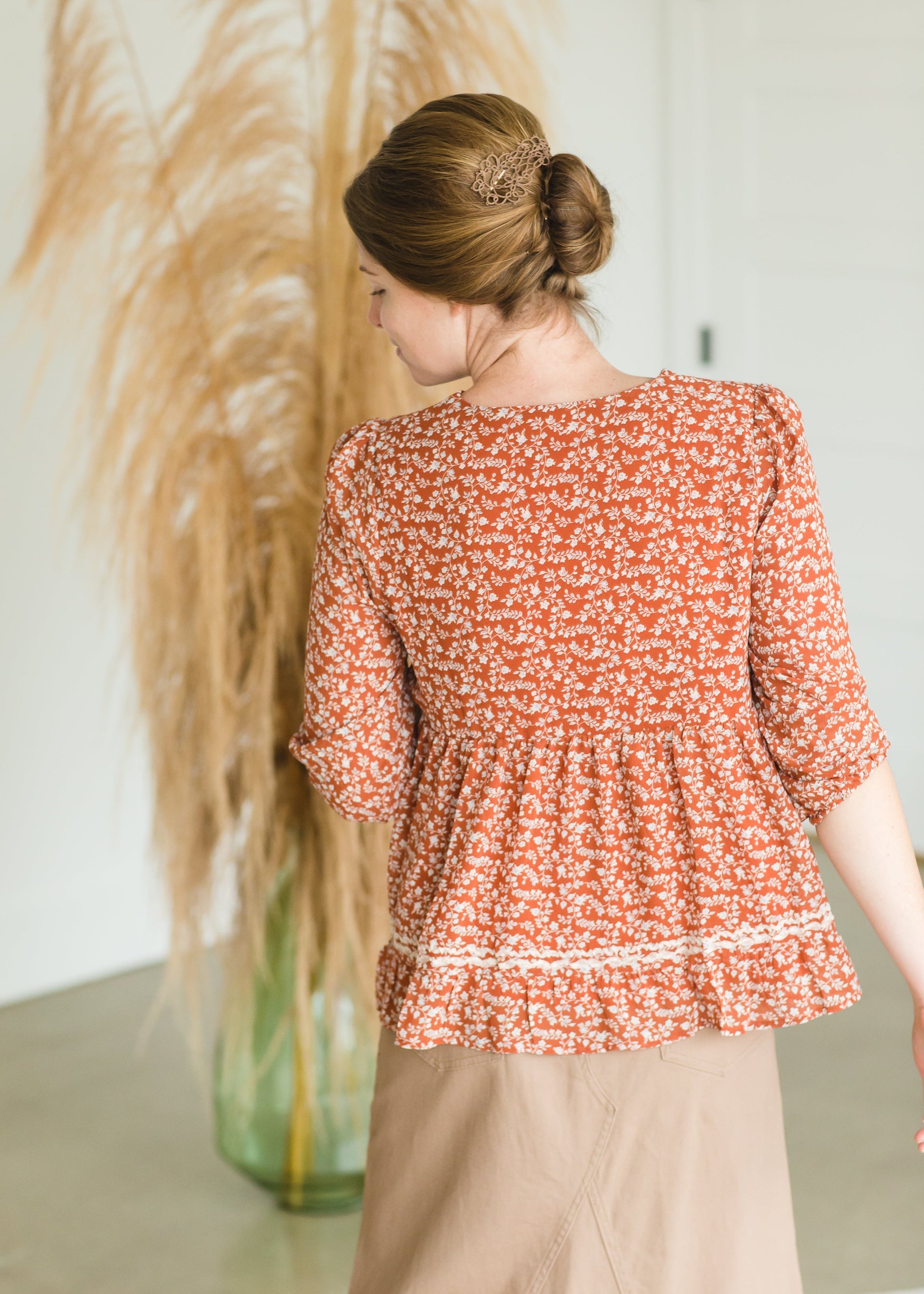 Rust Embroidered Blouse - FINAL SALE Tops