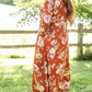 Rust Floral Long Sleeve Maxi Dress Dresses