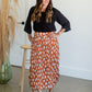 Rust Floral Print Pleated Midi Skirt Skirts Polagram + BaeVely