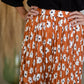 Rust Floral Print Pleated Midi Skirt Skirts Polagram + BaeVely