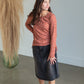 Rust Floral Side Cinch Ribbed Top Tops Staccato
