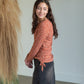 Rust Floral Side Cinch Ribbed Top Tops Staccato