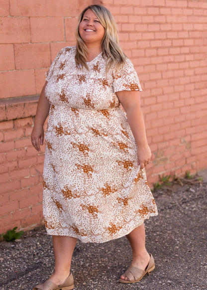 Rust Floral Smocked Flowy Midi Dress - FINAL SALE Dresses