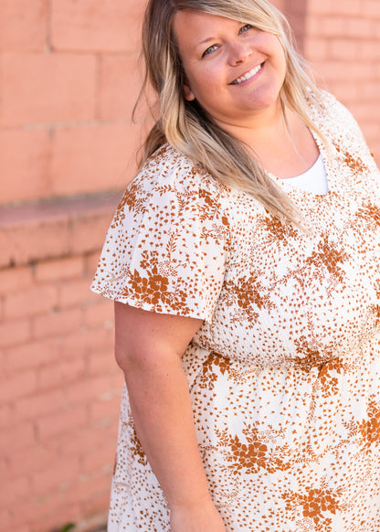 Rust Floral Smocked Flowy Midi Dress - FINAL SALE Dresses