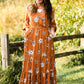 Rust Floral Wrap Maxi Dress Dresses