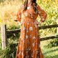 Rust Floral Wrap Maxi Dress Dresses