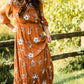Rust Floral Wrap Maxi Dress Dresses