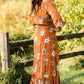 Rust Floral Wrap Maxi Dress Dresses