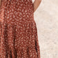 Rust Flutter Sleeve Smocked V-Neck Tiered Midi Dress Dresses Polagram