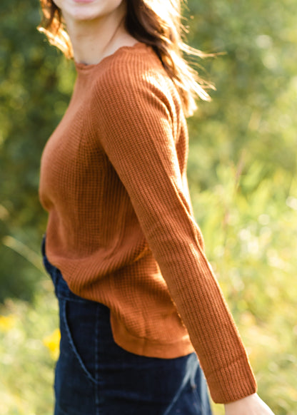 Rust Knit Crocheted Sweater Tops