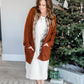 Rust Open Front Waffle Knit Cardigan - FINAL SALE Tops Staccato