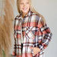Rust Plaid Button Up Shacket Tops Staccato