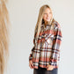 Rust Plaid Button Up Shacket Tops Staccato