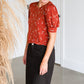 Rust Puff Sleeve Floral Print Top - FINAL SALE Shirt
