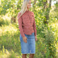 Rust Ruffle Neck Corduroy Top Tops