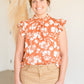 Rust Ruffle Sleeve Floral Top - FINAL SALE Tops VOY