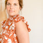 Rust Ruffle Sleeve Floral Top - FINAL SALE Tops VOY
