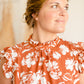 Rust Ruffle Sleeve Floral Top - FINAL SALE Tops VOY