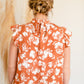 Rust Ruffle Sleeve Floral Top Tops VOY
