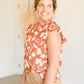 Rust Ruffle Sleeve Floral Top Tops VOY