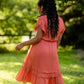 Rust Tiered Pleated Ruffle Midi Dress Dresses VOY
